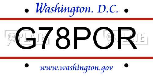 G78POR District Of Columbia License Plate