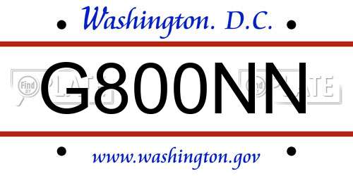 G800NN District Of Columbia License Plate