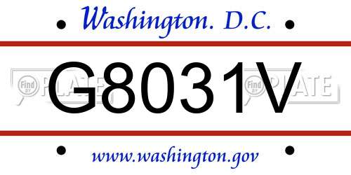 G8031V District Of Columbia License Plate