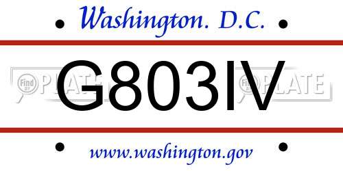 G803IV District Of Columbia License Plate