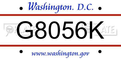 G8056K District Of Columbia License Plate