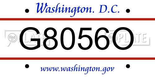 G8056O District Of Columbia License Plate