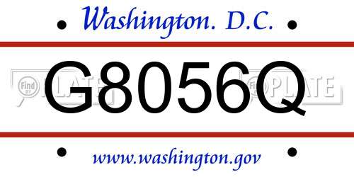 G8056Q District Of Columbia License Plate