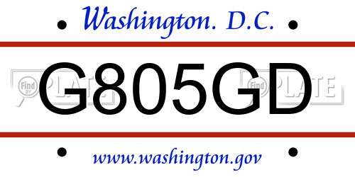 G805GD District Of Columbia License Plate