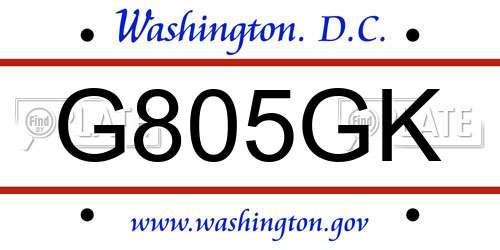 G805GK District Of Columbia License Plate