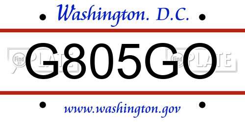 G805GO District Of Columbia License Plate