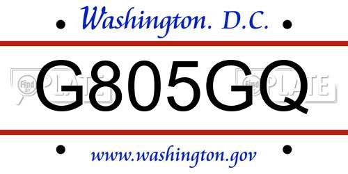 G805GQ District Of Columbia License Plate
