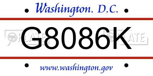 G8086K District Of Columbia License Plate