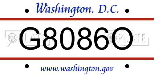 G8086O District Of Columbia License Plate