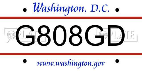 G808GD District Of Columbia License Plate