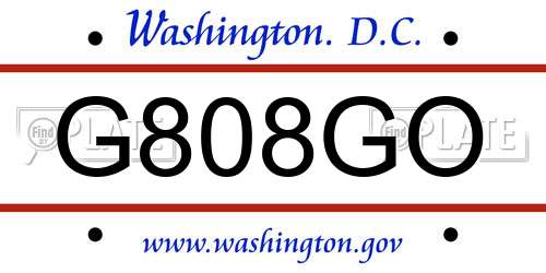 G808GO District Of Columbia License Plate