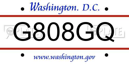 G808GQ District Of Columbia License Plate