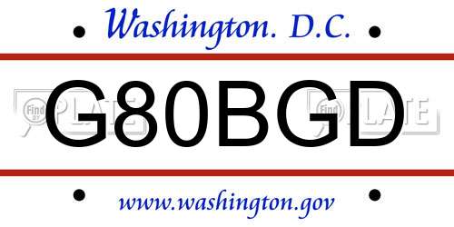 G80BGD District Of Columbia License Plate