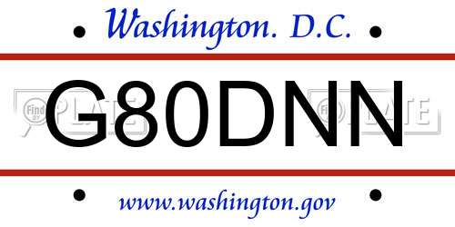 G80DNN District Of Columbia License Plate