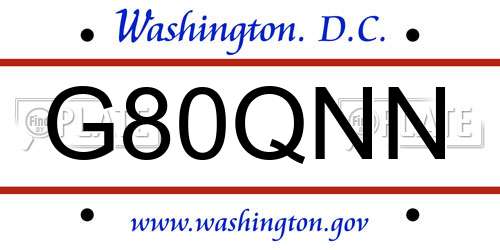 G80QNN District Of Columbia License Plate