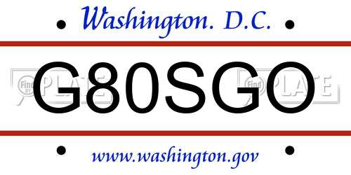 G80SGO District Of Columbia License Plate