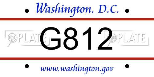 G812 District Of Columbia License Plate