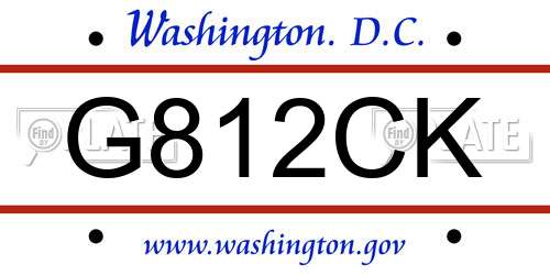 G812CK District Of Columbia License Plate