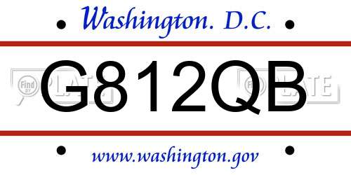 G812QB District Of Columbia License Plate