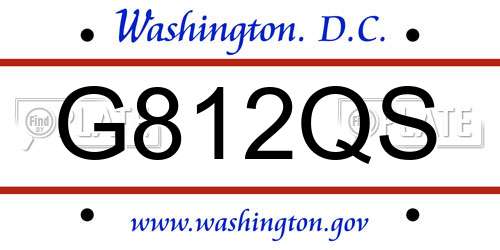 G812QS District Of Columbia License Plate