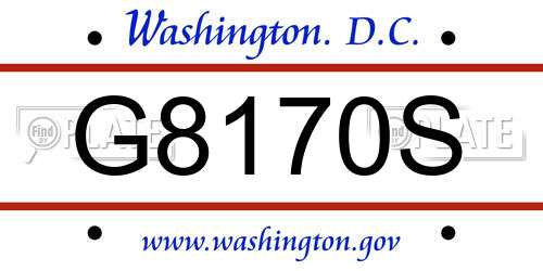 G8170S District Of Columbia License Plate