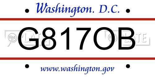 G817OB District Of Columbia License Plate