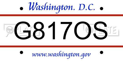 G817OS District Of Columbia License Plate