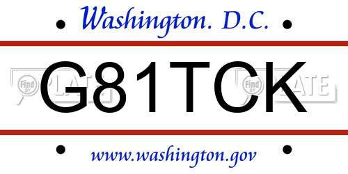 G81TCK District Of Columbia License Plate