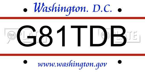 G81TDB District Of Columbia License Plate