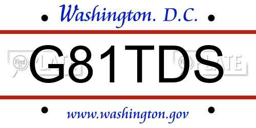 G81TDS District Of Columbia License Plate