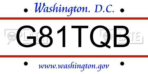 G81TQB District Of Columbia License Plate