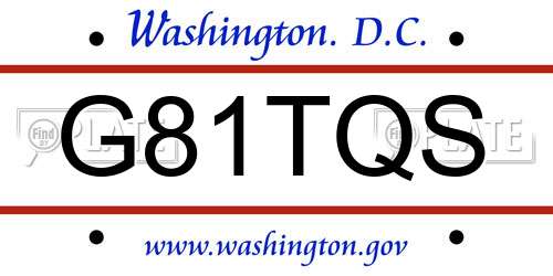 G81TQS District Of Columbia License Plate