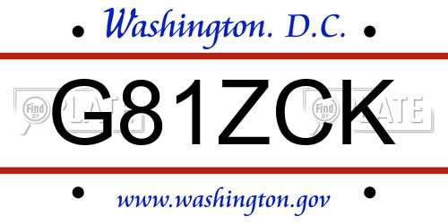 G81ZCK District Of Columbia License Plate