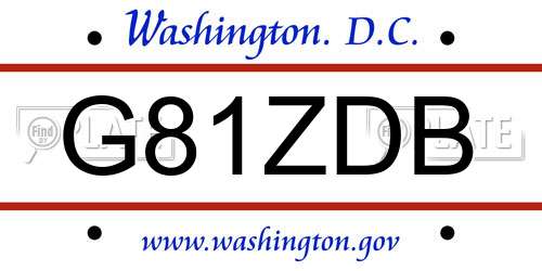 G81ZDB District Of Columbia License Plate