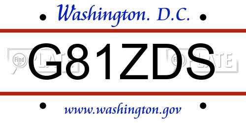 G81ZDS District Of Columbia License Plate