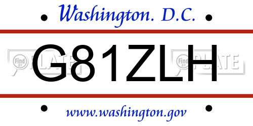 G81ZLH District Of Columbia License Plate