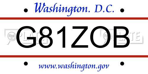 G81ZOB District Of Columbia License Plate