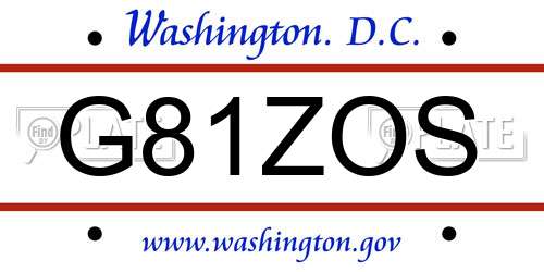G81ZOS District Of Columbia License Plate