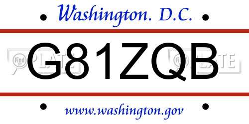 G81ZQB District Of Columbia License Plate
