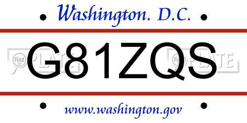 G81ZQS District Of Columbia License Plate