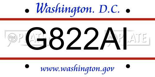 G822AI District Of Columbia License Plate