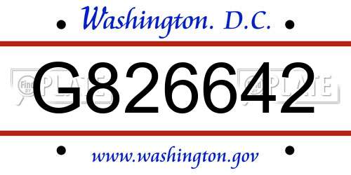 G826642 District Of Columbia License Plate