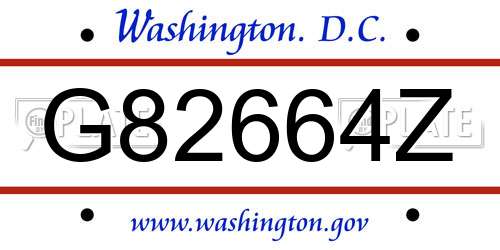 G82664Z District Of Columbia License Plate