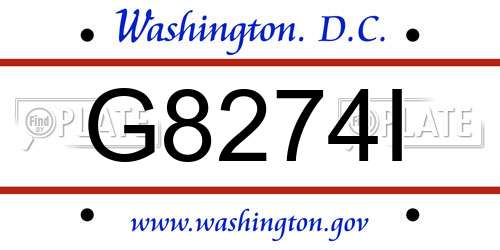 G8274I District Of Columbia License Plate