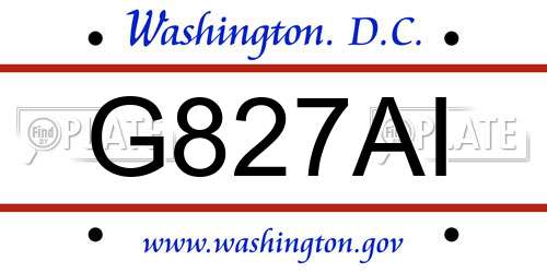G827AI District Of Columbia License Plate