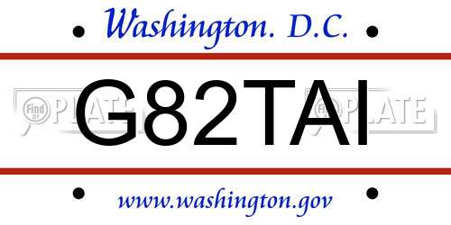 G82TAI District Of Columbia License Plate