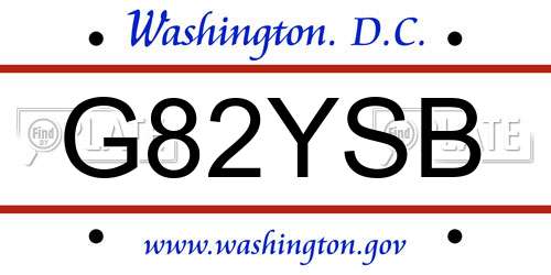 G82YSB District Of Columbia License Plate