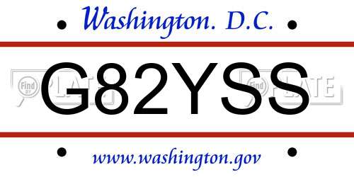G82YSS District Of Columbia License Plate