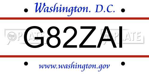 G82ZAI District Of Columbia License Plate