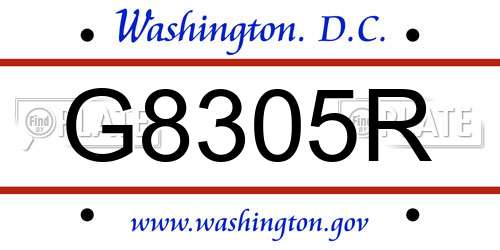 G8305R District Of Columbia License Plate